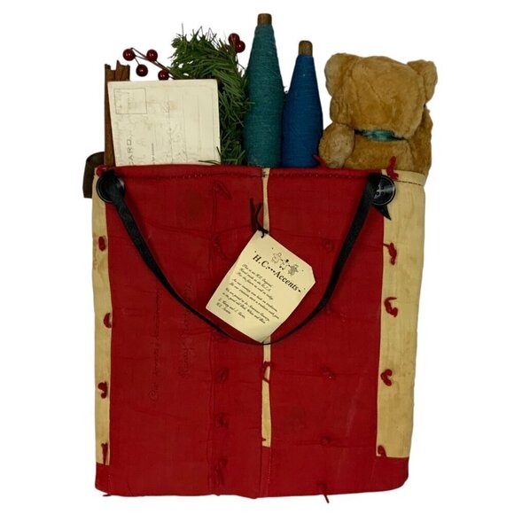 HC Accents Henry Curtis Patchwork Teddy Bear Wall Pocket Christmas Decor 1992 - Picture 2 of 10